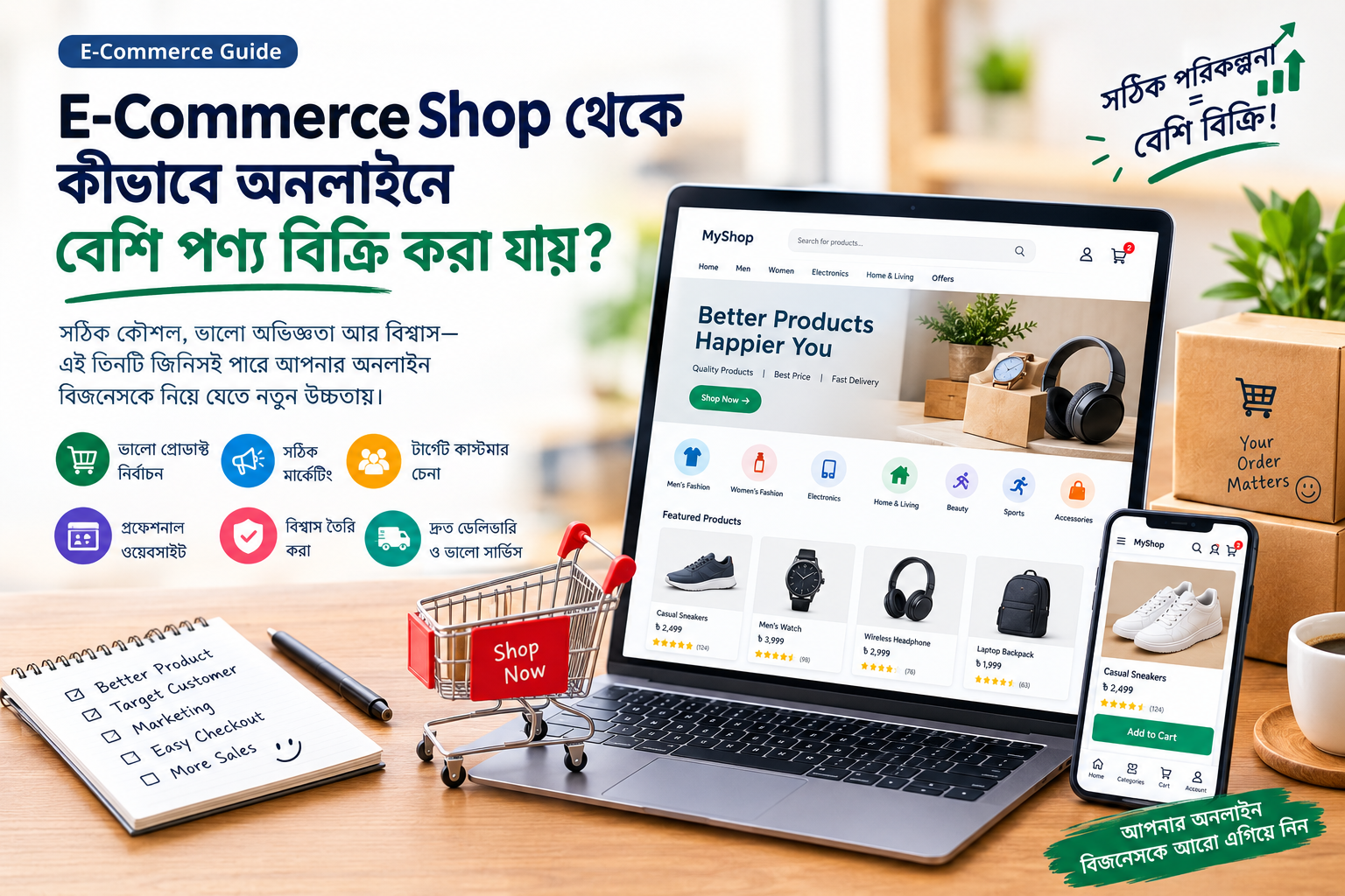 E-Commerce Shop থেকে কীভাবে অনলাইনে বেশি পণ্য বিক্রি করা যায়