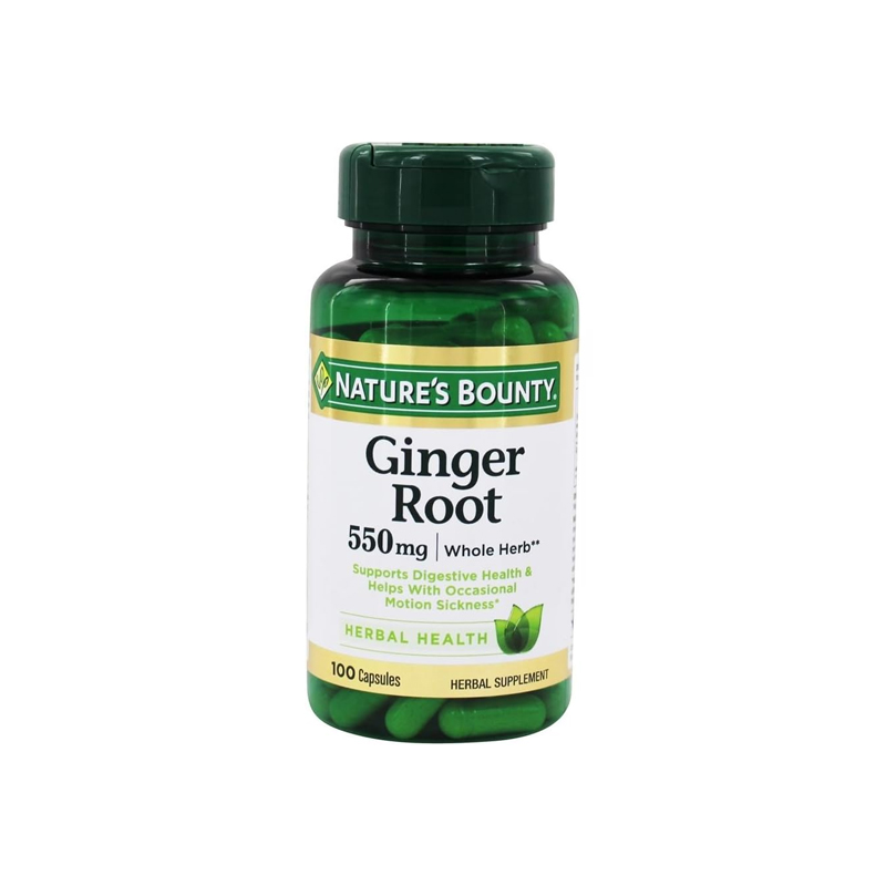 Nature's Bounty Ginger Root 550mg Whole Harb 100 Capsules