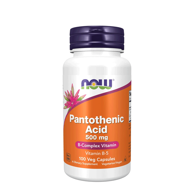 NOW Pantothenic Acid Vitamin B-5 500 mg B-Complex Vitamin 100 Capsules