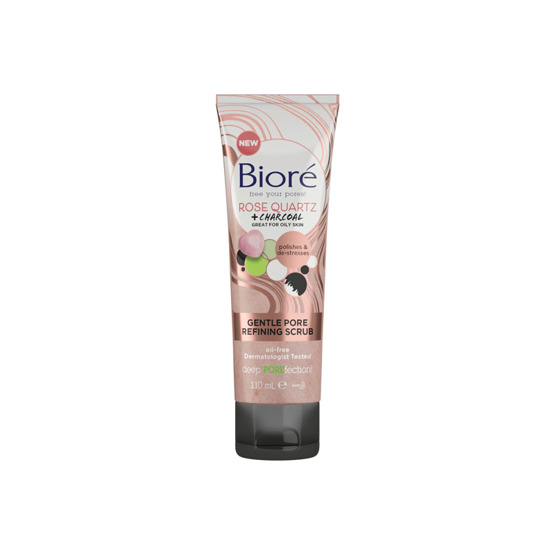 Biore Rose Quartz & Charcoal Gentle Pore Refining Face Scrub 110ml