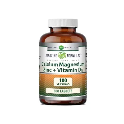 Amazing Formulas Calcium Magnesium Zinc + Vitamin D3, Bone & Immune Support – 300 Tablets