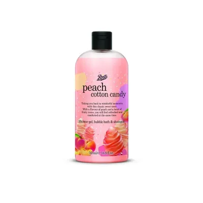 Boots Peach Cotton Candy Shower Gel, Bubble Bath & Shampoo 500ml
