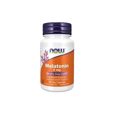 NOW Melatonin 3 mg, Supplements 60 Veg Capsules