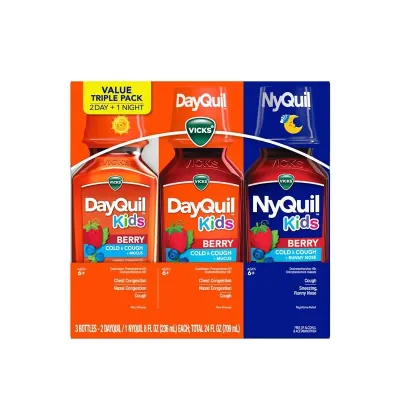 Vicks DayQuil & NyQuil Kids’ Cold & Cough Liquid, Berry