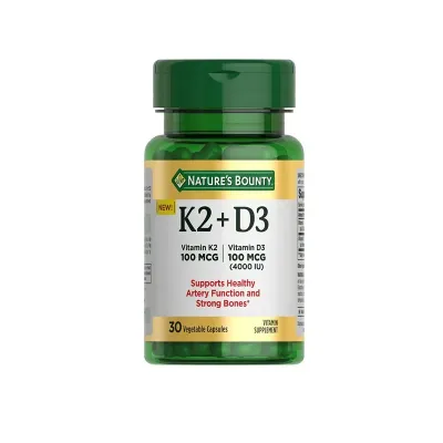 Nature’s Bounty K2 + D3 Capsule 100 mcg, 30 Capsules