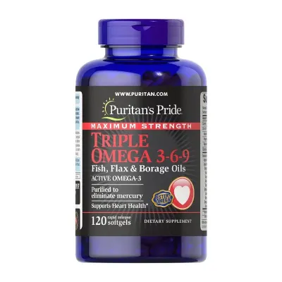 Puritan’s Pride Triple Omega 3-6-9 Fish & Flax Oils-60 Softgels (USA)