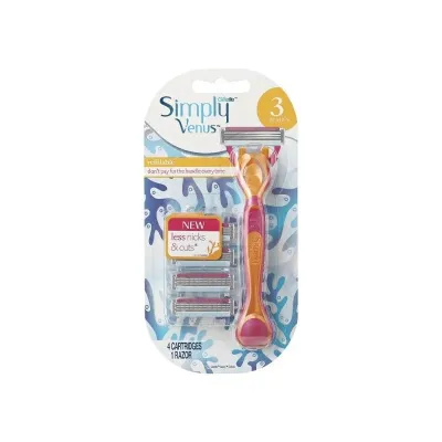 Gillette Simply Venus Razor + 4 Cartridges