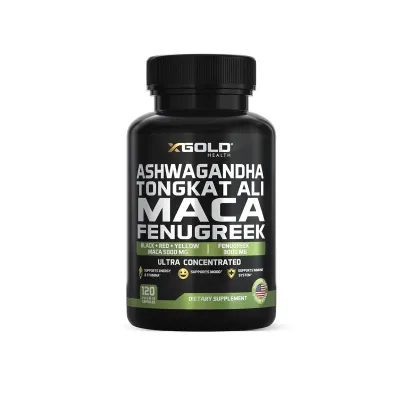 X Gold Health Ashwagandha Tongkat Ali Maca Fenugreek Ultra Concentrated – 120 Veggie Capsules