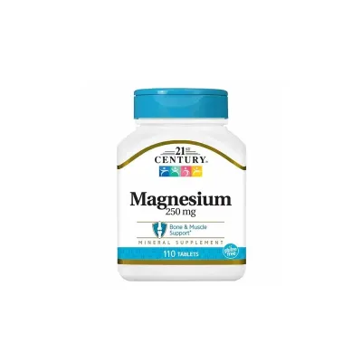 21st Century Magnesium 250 mg Tablets, Bone & Muscle Support – 110 Tablets