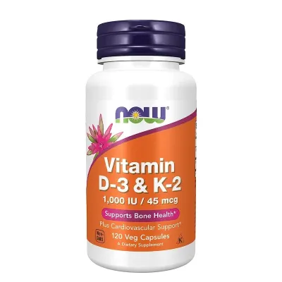 NOW Vitamin D-3 & K-2 120 Capsules