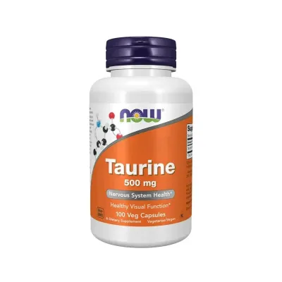 NOW Taurine 500 mg, Nervous System Health, 100 veg Capsules