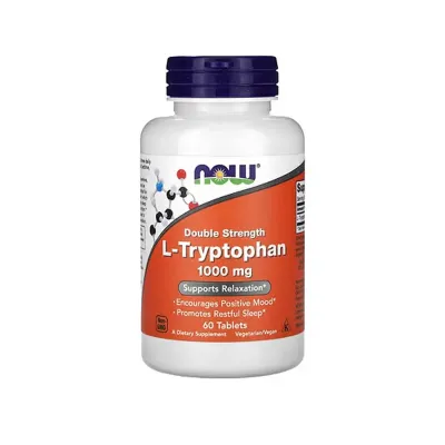 NOW L-Tryptophan 1000 mg, Double Strength, 60 Tablets