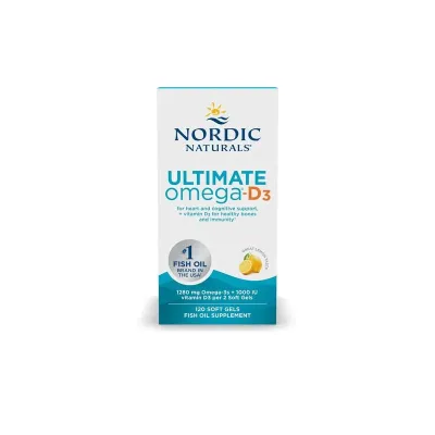 Nordic Naturals Ultimate Omega-D3, Lemon Flavor – 120 Soft Gels