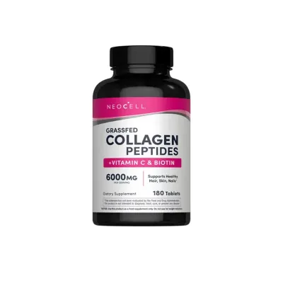NeoCell Grassfed Collagen Peptides plus C and Biotin, 180 Caplets